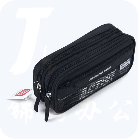 得力3074 运动笔袋 文具袋 袋鼠收纳袋 黑色