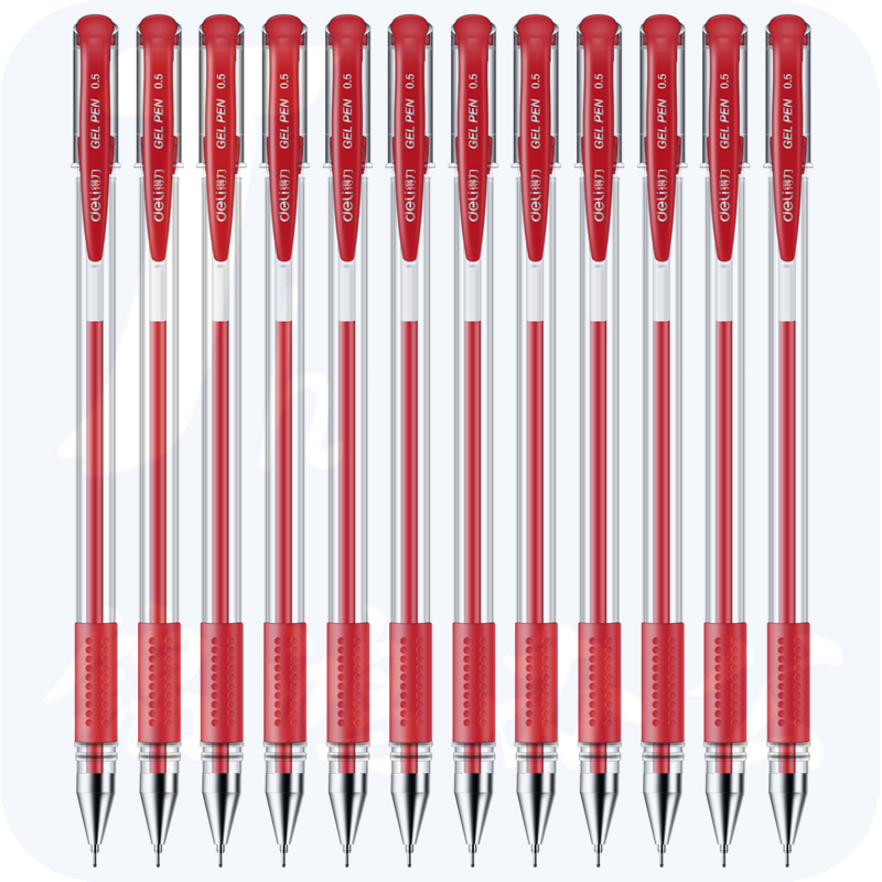 得力6601中性笔0.5mm半针管(红)(支)