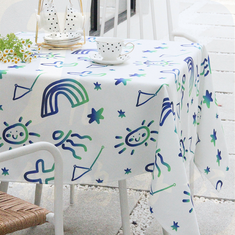 儿童桌布涂鸦学生书桌台布 彩虹星球：120*120cm