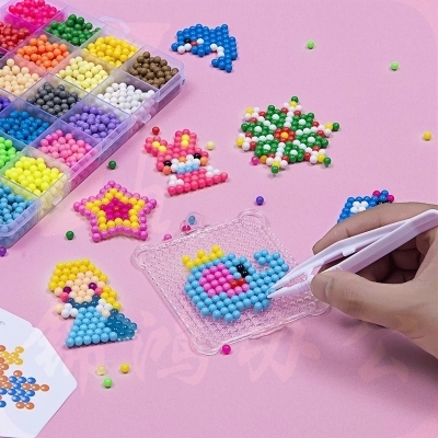 水雾神奇魔法珠套装手工diy制作水粘珠女孩益智拼豆拼图