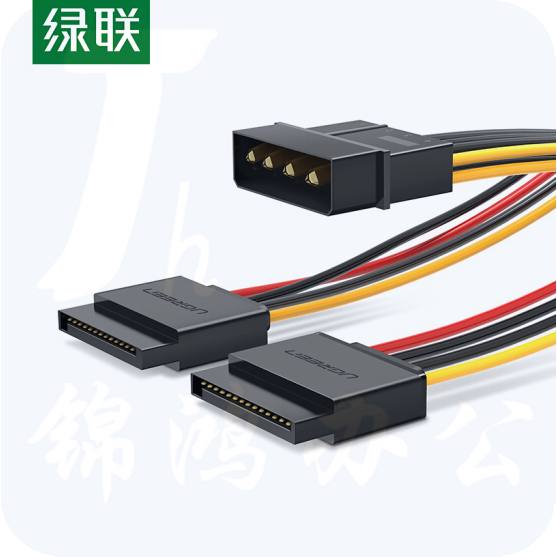 绿联     50398 黑色 0.2米 SATA4Pin转15Pin一分二电源线  货号：WY