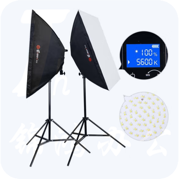锐玛YD601双灯套餐 LED摄影灯套装 摄影棚柔光箱人像补光灯（不含锂电池）