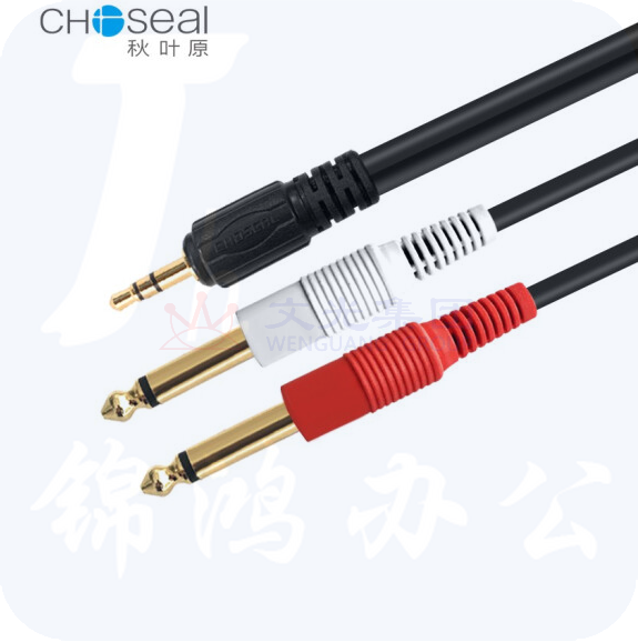 秋叶原  3.5转双6.5 音频线 一分二电脑手机连接调音台功放音响箱立体声连接线 5米  货号：JC