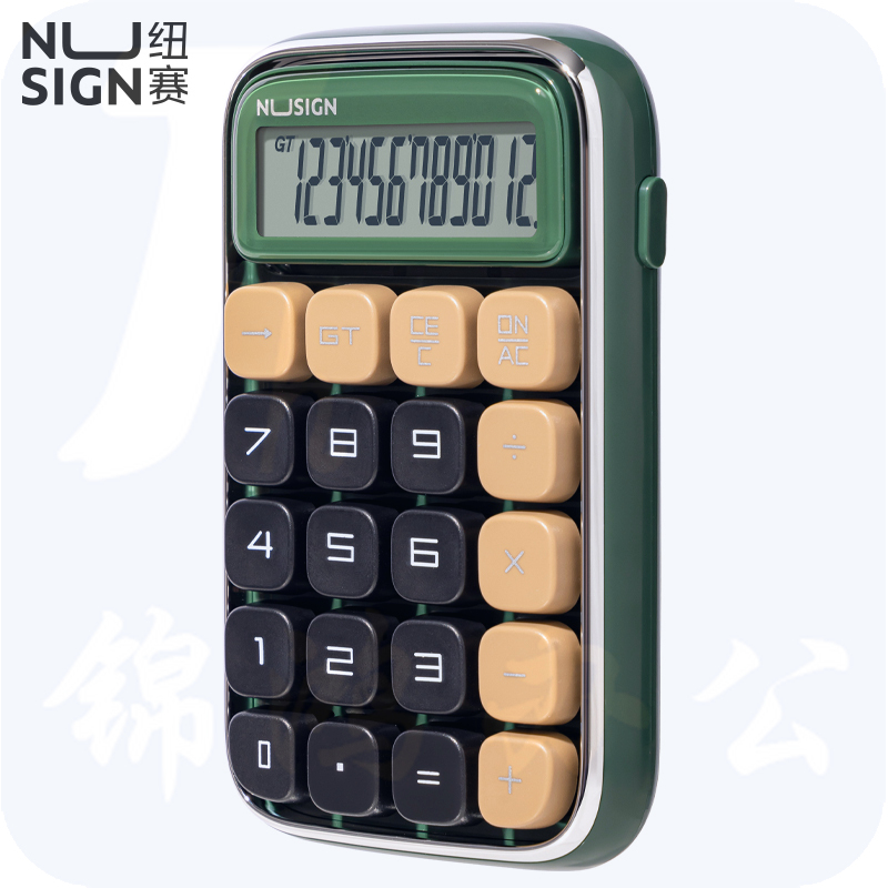 得力纽赛 机械按键计算器 12位圆点按键计算器 NS043 绿色