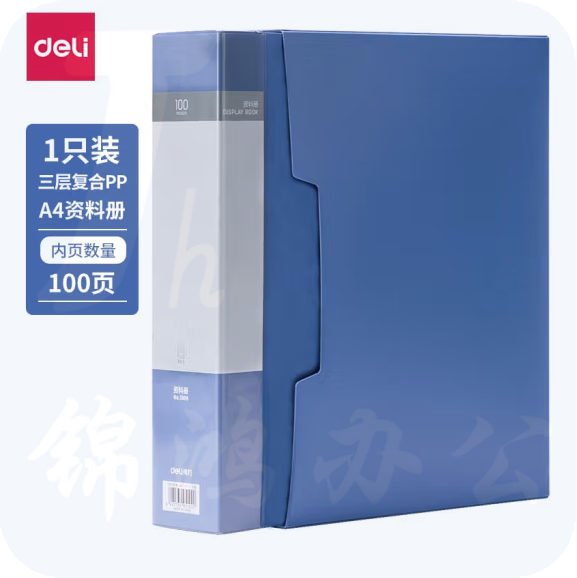 得力A4-100页 资料册文件活页收纳册 插袋档案文件夹 5109