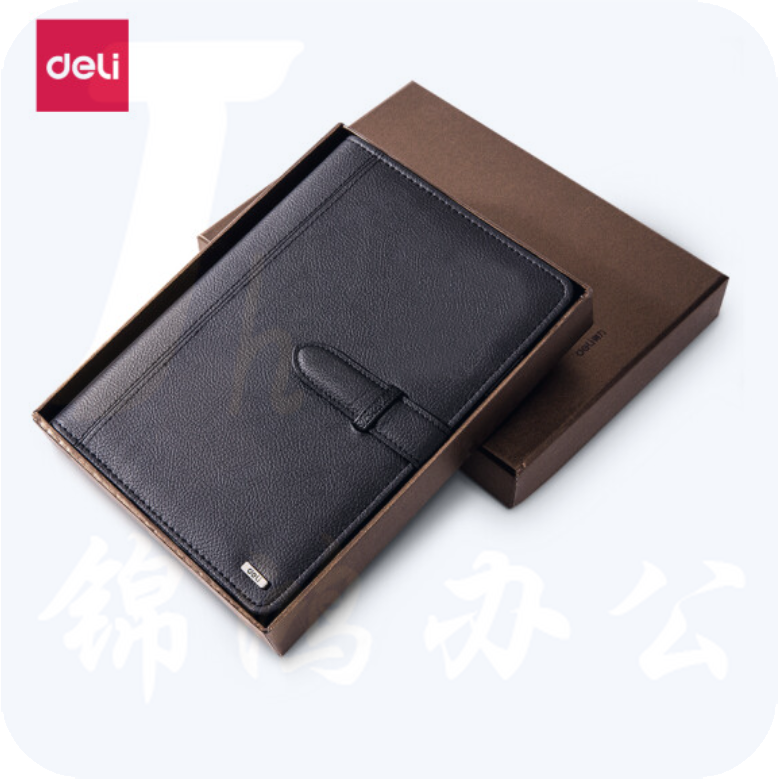 得力 25K/100页 商务记事本PU笔记本3197  黑