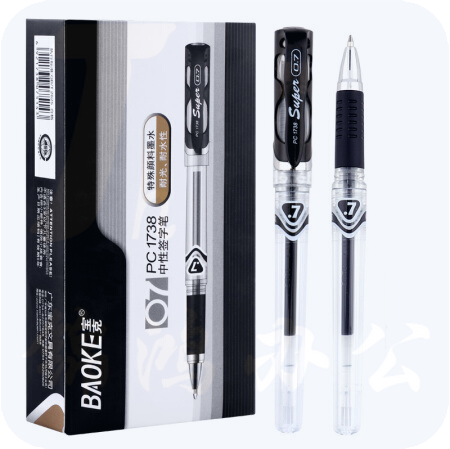 宝克 中性笔 PC1738 签字笔 黑色 0.7mm  12支装