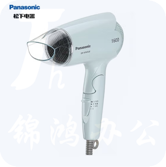 松下（Panasonic）电吹风机大功率1600W 高速大风力速干折叠便携 吹发护发电吹风筒 EH-WND2G  货号：JC