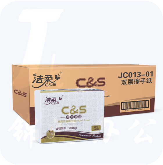 洁柔（C&S）JC013-01 擦手纸 3折双层 180抽/包*20包/箱 225mm*222mm