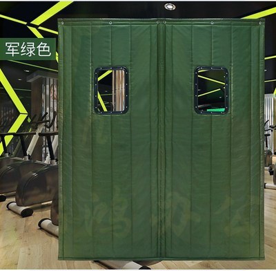 军绿色带窗户门帘 布艺棉门帘  冬季保暖防风帘  246*160cm