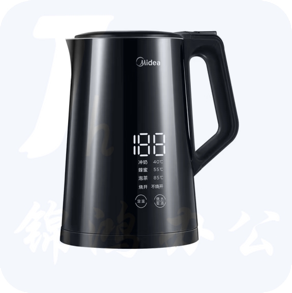 美的1.5升 电热水壶电水壶烧水壶双层防烫智能屏显SH15Power508B