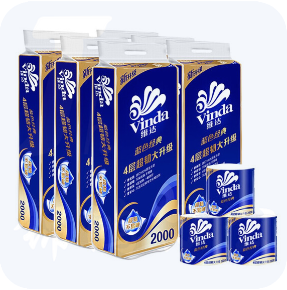 维达(Vinda) 卷纸 超韧有芯卷纸加厚4层200g/卷 10卷/提  V4073 200g