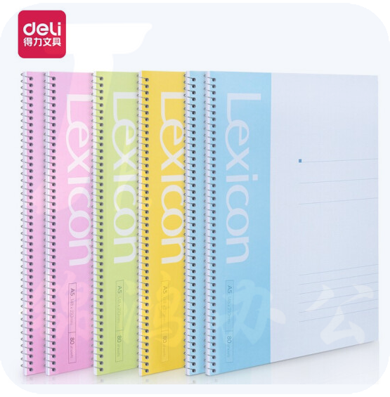 得力(deli)  7684 6本/包 A5/80页螺旋本软抄本记事本笔记本子