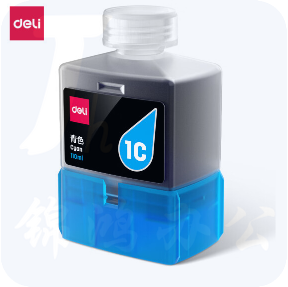 得力（deli）喷墨打印机1C青色墨水瓶 适用得力L300系列
