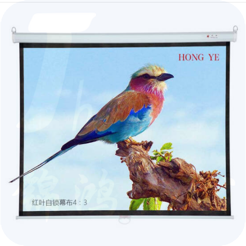 红叶（HONGYE）手动自锁幕100寸4:3高清手动幕玻珠幕白塑幕商用家用 2.03*1.54