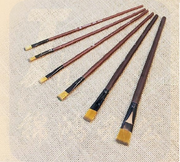  樱花水粉笔套装 尼龙笔头平头水粉笔