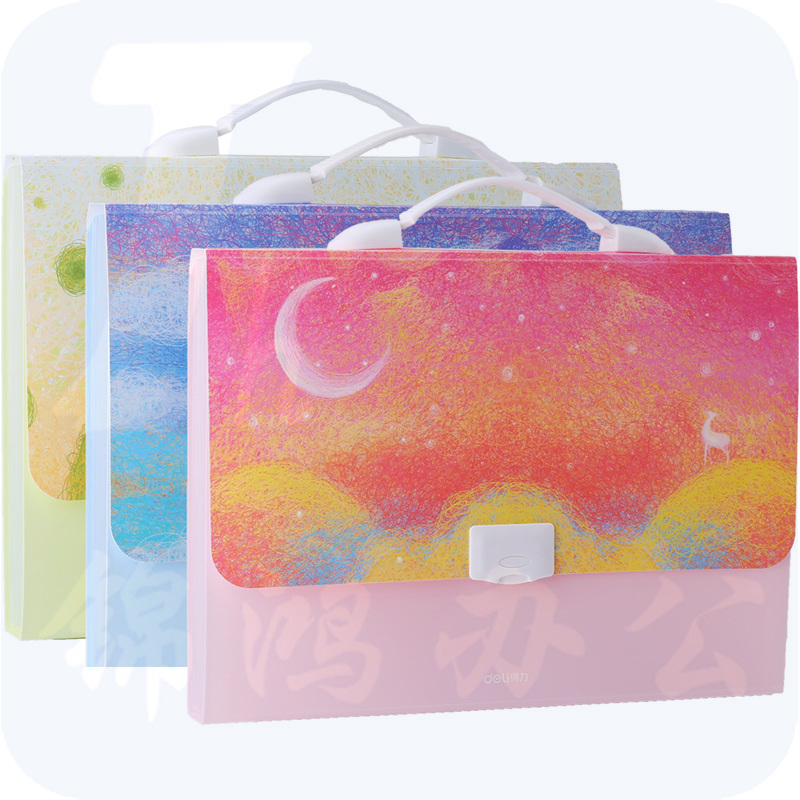 得力5857风琴包330*240*30mm(绿)文件夹