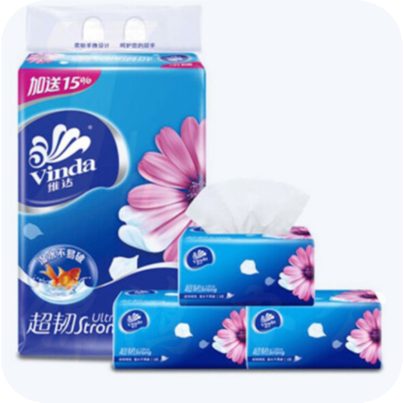 维达 V2182 超韧3层抽取式纸面巾 130+20抽/包 3包/提 48包/箱