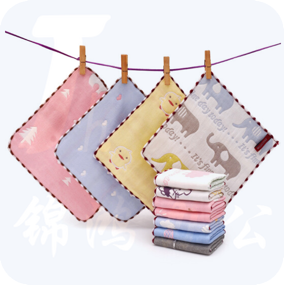 款 20*20cm 卡通毛巾 婴儿口水巾 宝宝方巾  幼儿园手帕 （起订量100条 图案随机 ）货号：YC