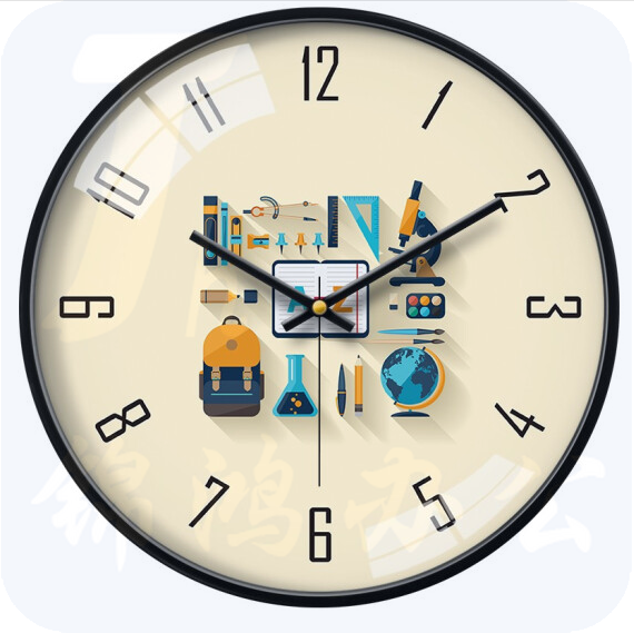 摩门 14英寸35cm 挂钟 校园生活挂钟 学校幼儿园石英钟  金属黑 HE0266