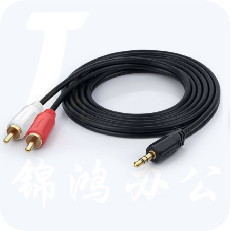  3.5mm一分二莲花头音频线 3.5转双莲花音频线 5米