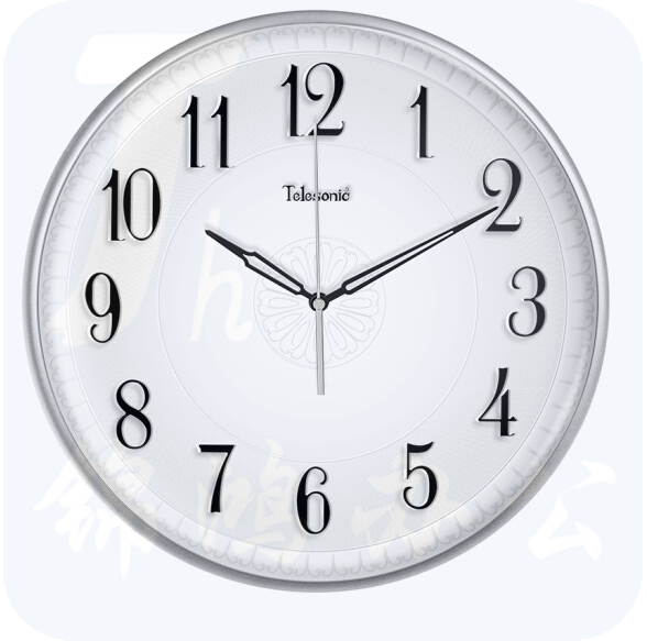 天王星（Telesonic）Q5679-1挂钟 14英寸  客厅卧室时钟 简约静音扫描石英钟表  银色