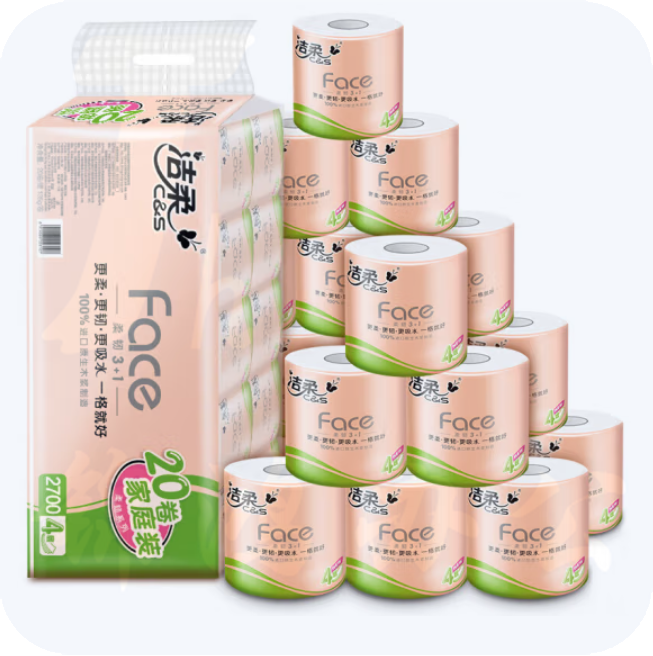 洁柔卷纸 粉Face 4层135g*20卷  卫生纸