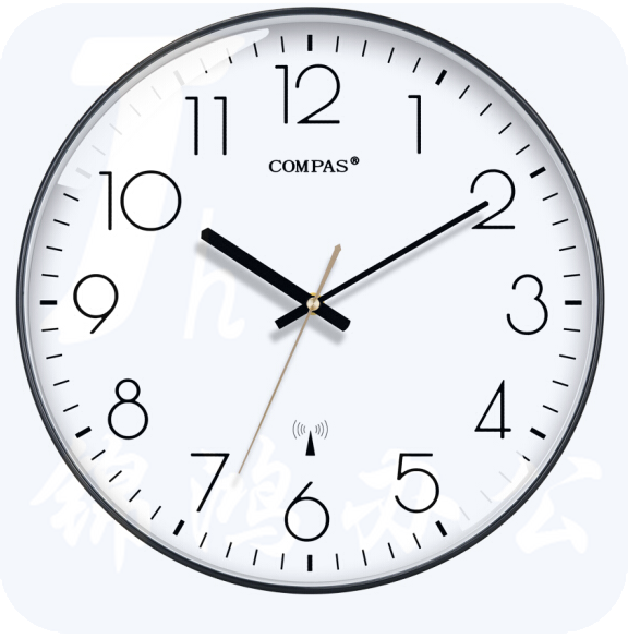 康巴丝 C6219B 挂钟 自动对时电波钟 钢琴黑 35*35cm