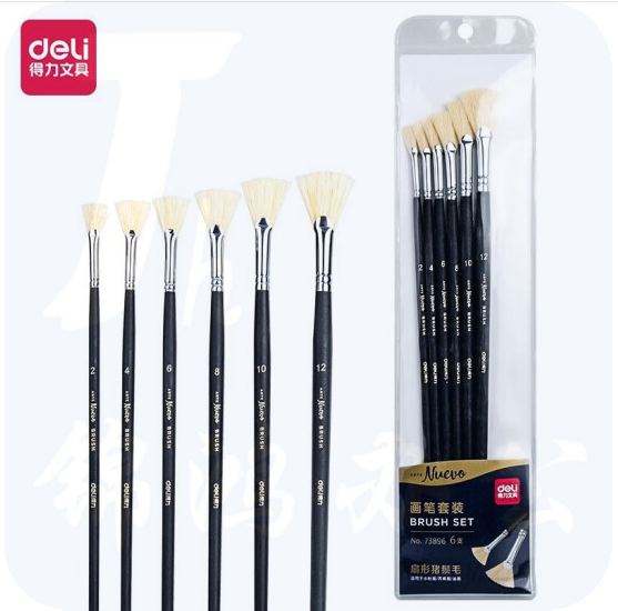 得力（deli） 水粉笔油画笔丙烯水彩画笔套装 6支/包  GD