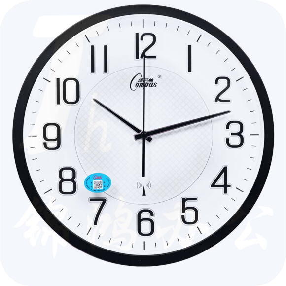 康巴丝 C6891 挂钟 13.6英寸 智能自动对时电波钟表 磨砂黑