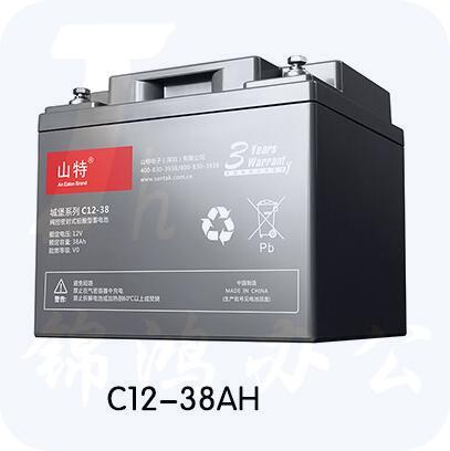  山特（SANTAK）C12-38AH  城堡系列电池免维护UPS不间断电源机房服务器专用阀控式铅酸蓄电池
