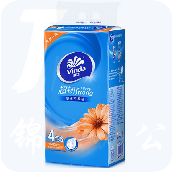 维达 V2223 超韧系列3层120抽软抽面巾(小规格) 4包/提