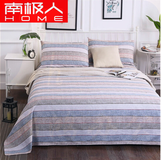 南极人home 全棉老粗布床单纯棉学生床单单件床单 古韵条纹 200*230CM单床单