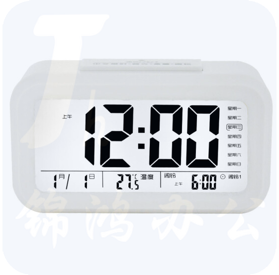 康巴丝 WD877 白色闹钟 智能电子夜光自动感光三组闹铃小闹钟