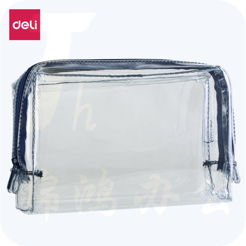 得力 透明笔袋 文具盒袋防水 铅笔盒 文具袋 66875