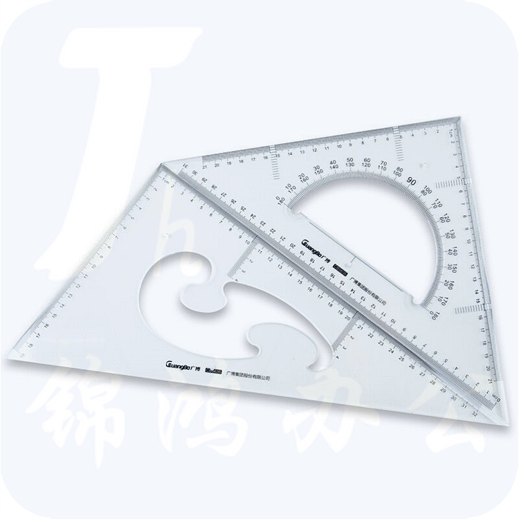广博 CB5635 多用斜边三角尺 21*21*31mm (单位:付) 透明