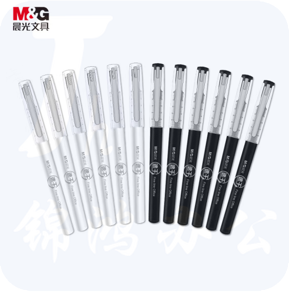 晨光0.38mm黑色全针管速干签字笔直液式走珠笔笔 12支/盒ARP50904