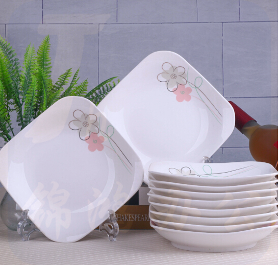 陶瓷七彩梦平盘如意方盘10个