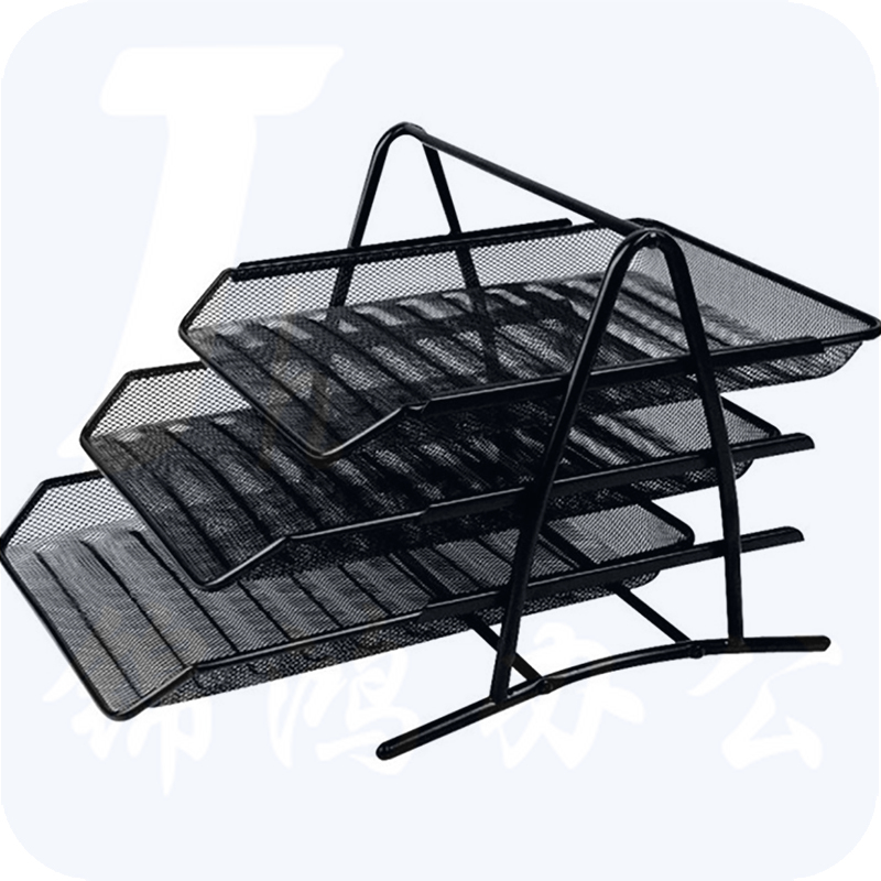 得力 9181 高品质商务金属文件盘 三层350*297*275mm 黑