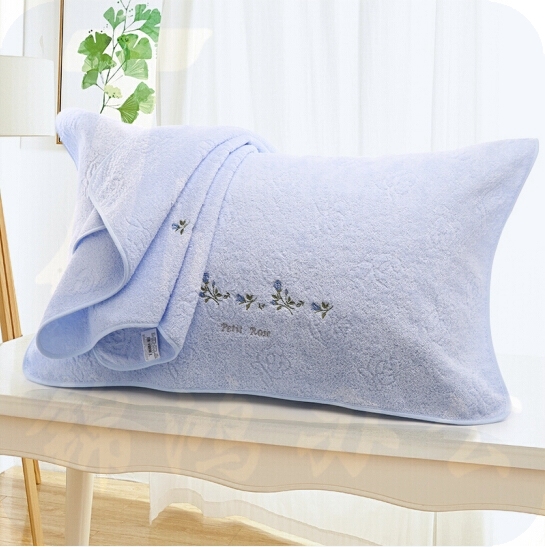 金号 赤金提素螺绣纯棉枕巾（2条/组 蓝色 50*80cm）