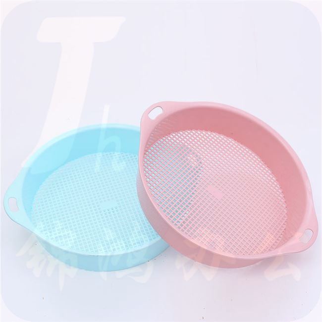 圆形方孔塑料筛子 过滤土石土壤颗粒筛 直径约24.5cm 2个/组