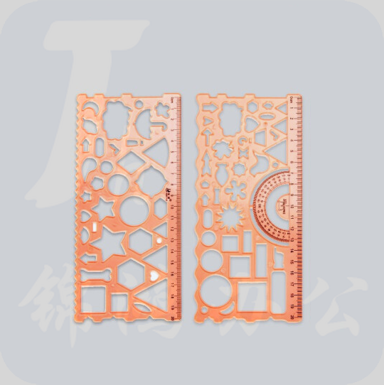 小学生多功能绘画尺-橘色   货号：ZF