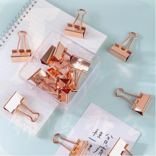 得力78202-32mm 长尾夹(玫瑰金)(15只/盒)