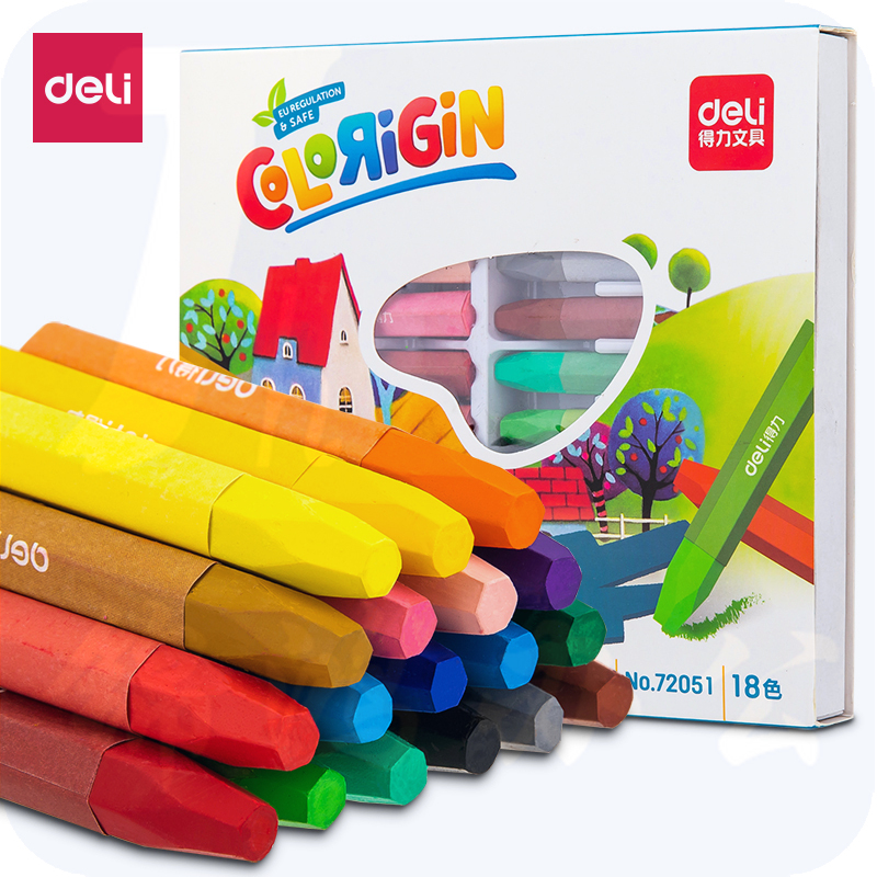 得力72051油画棒(混)(18色/盒)