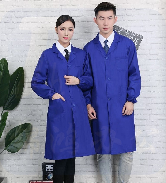 蓝大褂工作服 男女士实验室大褂子长款搬货搬运工衣服 耐磨长大褂 宝蓝色