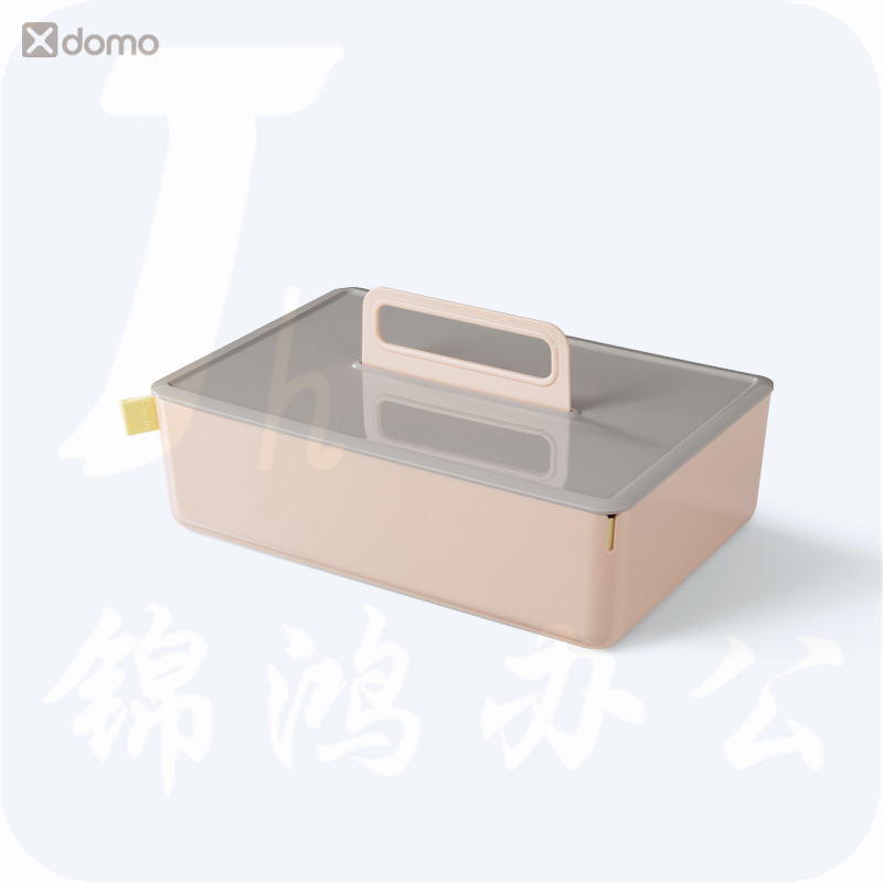 得力 手提式收纳盒箱 带盖 便携式工具箱(带隔层)粉色 XDM16X