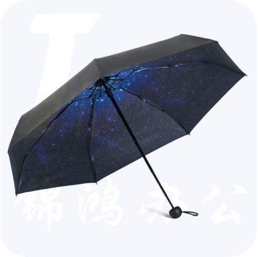 天堂伞 50095E 全遮光黑胶53cm*7骨五折晴雨伞盒装 紫兰星空