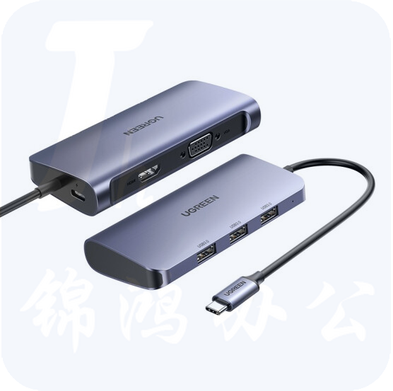 绿联 UGREEN 扩展坞 Type-c转HDMI/VGA分线器 50319