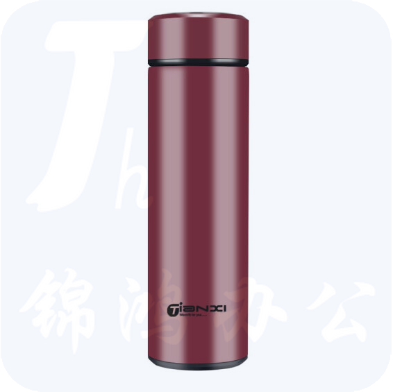 天喜 红色500ml 保温杯 真空304不锈钢内胆 带茶漏滤网