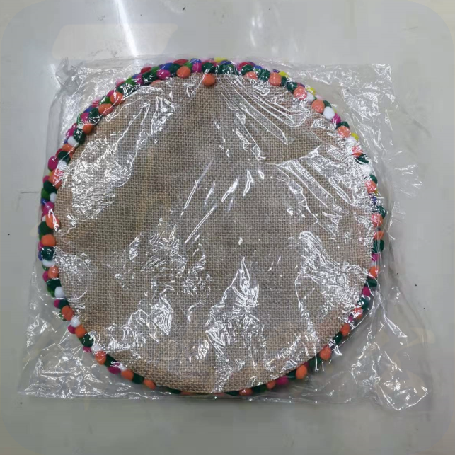 幼儿园装饰品   毛球麻圆片  环创麻布